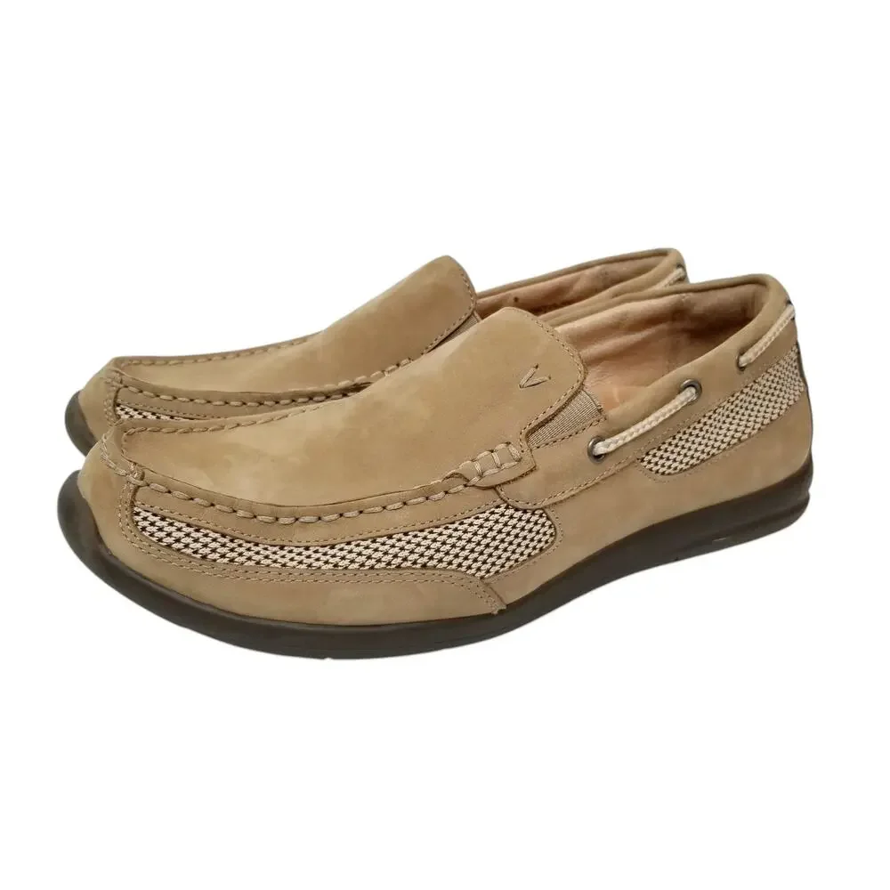 Vionic Earl Men's Leather Slip On Loafers Casual Shoes Tan Size 9.5